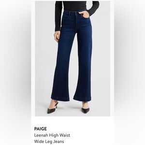 PAIGE Leenah High Waist Dark Blue Wide Leg Jeans